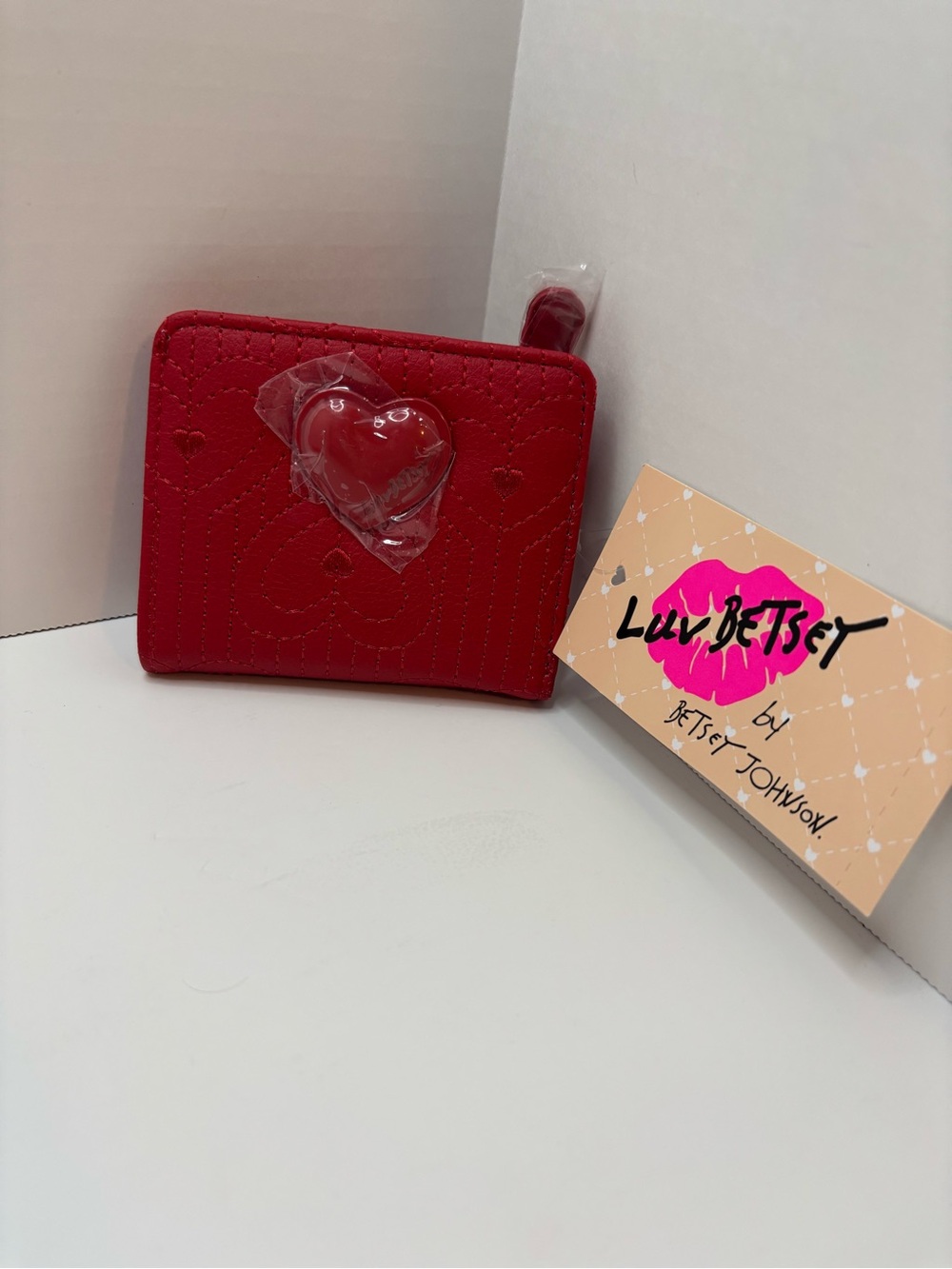 Luv Betsey by Betsey Johnson Red Heart Stitch Wallet NWT